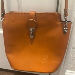 Orange Leather Crossbody Bag
